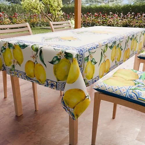 PETTI Artigiani Italiani Självhäftande bordsduk Rektangulär Bordsöverdrag Kök Design Vietri 01 X18 Sittplatser (140x360cm) 100% Tillverkad i Italien 8056992312029