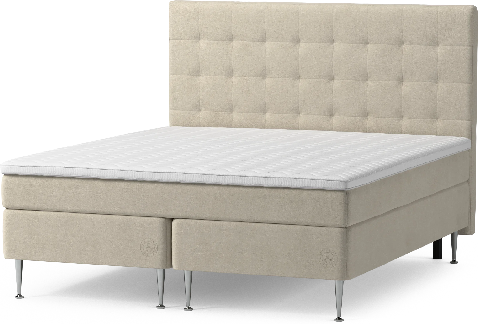Asperö Comfort Kontinentalsäng, dubbelsäng med bäddmadrass Comfort och sängben DePTP