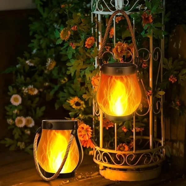 1/2/4-pack Solar trädgårdslampa med flammor – Vattentät hängande lampa med USB-laddning, Halloween & trädgårdsdekoration 2-pack Fy16-CJYa-LYH05085