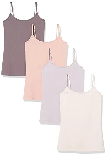 Amazon Essentials Women's Kamisol smal passform, Pack of 4, Chokladbrun/Kamelbrun/Lila/Ljusbeige, XS 195111696379