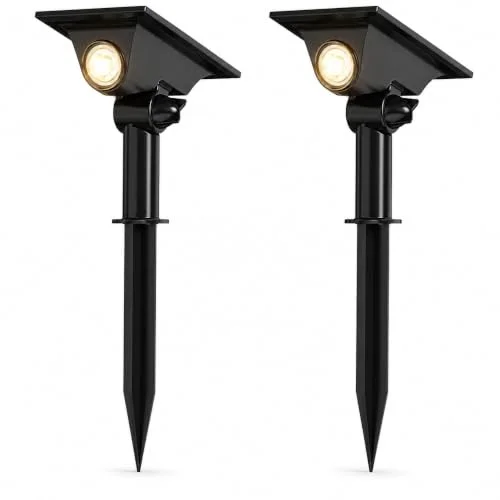Auraglow Solar Spike mark eller väggspotlight utomhus LED lampa för trädgård, träd och växter dubbla monteringsalternativ paket med 2 (2 pack) 5060914465710