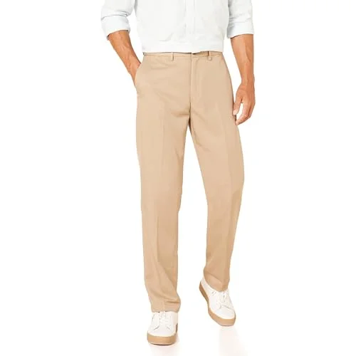 Amazon Essentials herr klassisk passform expanderbar midja platt framsida klänningsbyxa, kaki brun, 33 B x 28 L 195111840680