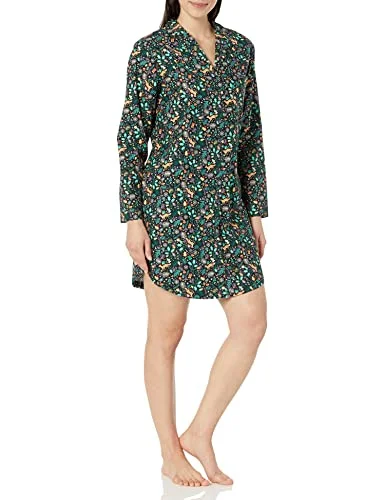 Amazon Essentials kvinnors vävd flanell hack krage nattlinne (finns i plusstorlek), svart folklor, 2 x 196433801625