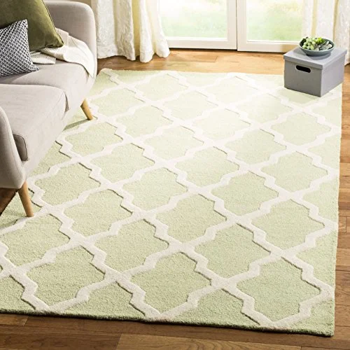 Safavieh Trellis inomhus handtuftad rektangel rumsmatta, Cambridge kollektion, CAM121, i ljusgrönt/elfenben, 152 x 244 cm för vardagsrum, sovrum eller alla inomhusutrymmen 683726784296