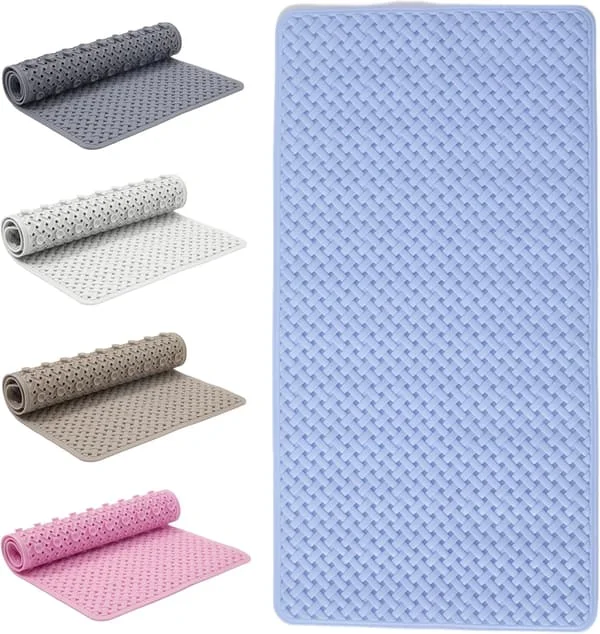 1 st Badrumsmatta Halkfri Anti-Mögel – 36x70cm Badkarsmatta för Badrum med Sugkoppar och Dräneringshål (blå) V-HXR01169