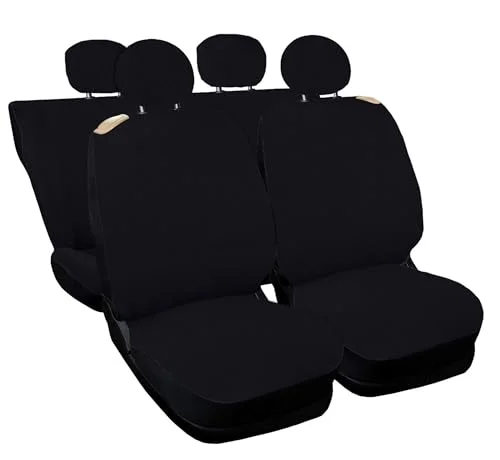 Auto Accessori Lupex Bilsätesöverdrag kompatibelt med Cinquecento 500, tillverkad i Italien, poly bomull, set fram och bak (svart full rygg) 8056669279006