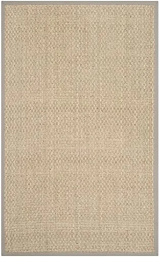 SAFAVIEH Naturlig fiberkollektion 3 fot x 5 grå NF114P kant korgväv sjögräs områdesmatta 683726142218
