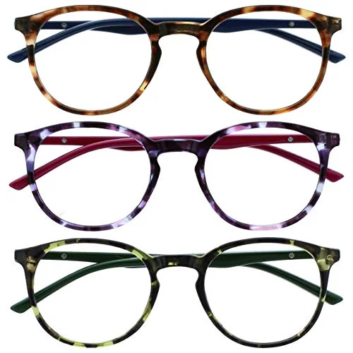 Opulize Met 3 pack läsglasögon stora runda bruna lila gröna herr dam vårgångjärn RRR60 256 +0,00 5055955363330