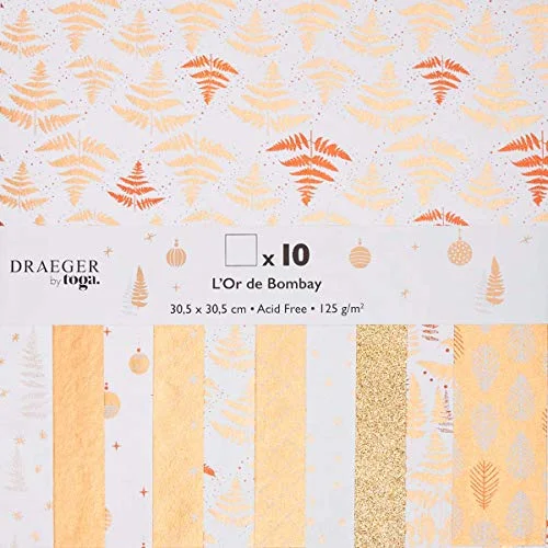 Toga Tryckt återvunnet papper, vitt och guld, 30,5 x cm, set med 10 stycken 3661847051050
