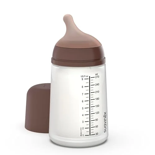 Suavinex, Zero anti kolisk nappflaska, med medium flödesnapp (M) i silikon, för spädbarn + 3 månader, perfekt amning, blandad, bröstimiterande dinapp, bröstmjölk och pulver, 270 ml, djup 8426420084635