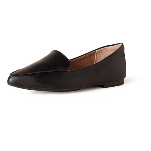 Amazon Essentials Loafer för kvinnor, platt, svart fuskläder, 37.5 EU Bred 840809195299