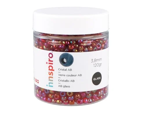 INNSPIRO Aurora boreale vinröd rund glasskiva 3,8 mm, 120 gr. Burk, armband och halsband, perfekt för gör det själv barnsmycken, fröpärlor 8428885274484