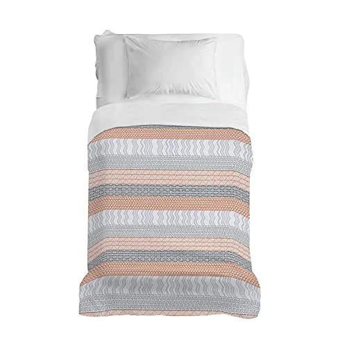 PENSIERI DELICATI Överkast 220 x 280 cm, 100% bomull pique presenning, perfekt som dekorduk, filt spara 1 fyrkantig säng, mönster aztec orange, tillverkad i Italien 8054141167261