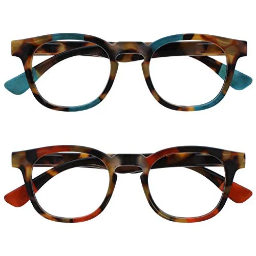 Opulize Ava 2 pack dam brun sköldpaddsskal rosa lila komfort passform läsglasögon vårgångjärn RR62 45 +1,00 Optical Power +1.00 Brown Tort Turquoise/Brown Red 5055955361664