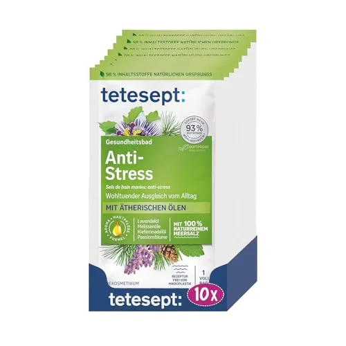 tetesept havssalt anti stress bad hälsobad för lugnande kompensation med eteriska oljor badtillsats naturligt 10 x 80 g 4008491812580