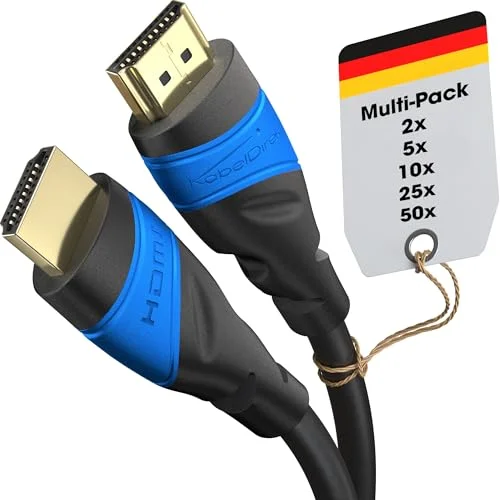 KabelDirekt 4K & 8K HDMI Kabel 5x 1,5m Finns i 0,15 22,5m För varje anslutning (4K@120Hz 8K@60Hz, 2.0, High Speed med Ethernet, TV, Blu ray, PS5, Xbox Series, Switch svart) 4262421061800