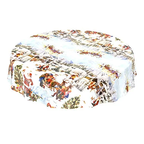 ANRO Vaxbordsduk, vaxduk, bordsduk, jul, dag, julgran, rund, 120 cm 4059064275561