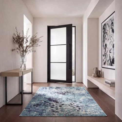SAFAVIEH Boho matta för vardagsrum, matsal, sovrum Madison Collection, korthårig, turkos och marinblå, 160 x 229 cm 889048745377