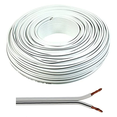 Högtalarkabel 2 x 2,50 mm2 50 m vit CCA ljudkabel boxkabel 4053171998849