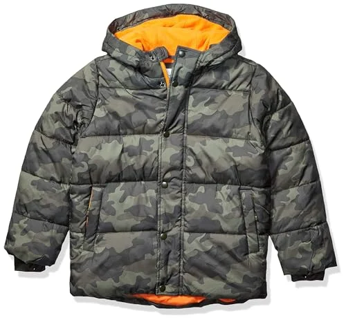 Amazon Essentials småbarn pojkar tung pufferjacka med huva, Mörk militärgrön kamouflage, 4 år 194223242719