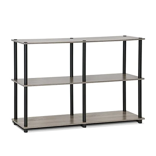 Furinno Turn N Tube 3 nivåer dubbel storlek förvaringsdisplayställ, fransk ek grå/svart, 119,89 (B) x 74,93 (H) 29,46 (D) cm 816718021608