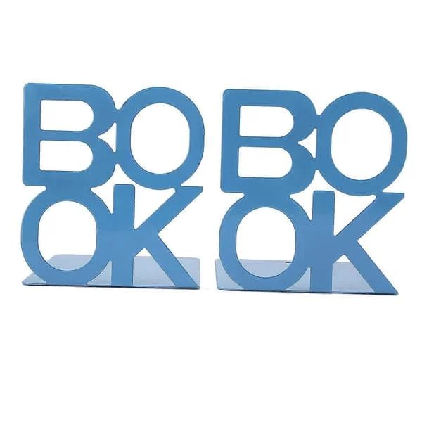 1 Par Moderna Bokstöd Halkfria Kraftiga Dekorativa Bokstopp för Skrivbord Kontor Bibliotek Blå [DB] DBS-0820267