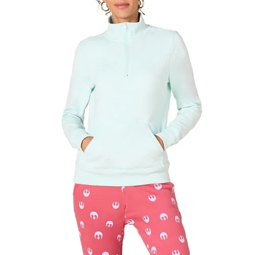 Amazon Essentials långärmad fleece kvartsdragkedja för kvinnor (finns i plusstorlek), aqua blå, X Small 194223385607