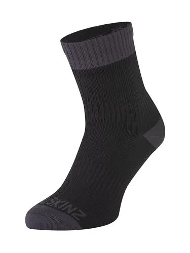 SEALSKINZ Unisex vattentäta strumpor ankellång, svart/grå, Medium 5055754433388