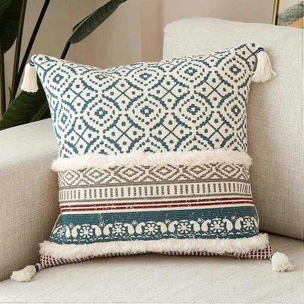 1 st Boho Kuddfodral, Fyrkantiga Örngott med Tofsar för Soffa Sovrum Vardagsrum, Mjukt Bomullskuddfodral 260717lykffg466 1 st Boho Kuddfodral, Fyrkantiga Örngott med Tofsar för Soffa Sovrum Vardagsrum, Mjukt Bomullskuddfodral 260717lykffg466
