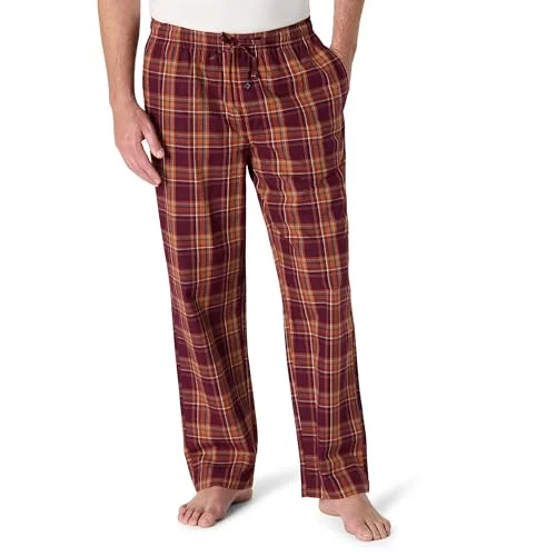 Amazon Essentials Men's Vävd pyjamasbyxa rak passform, Vinröd Rost Blandad rutig, L 192912462240