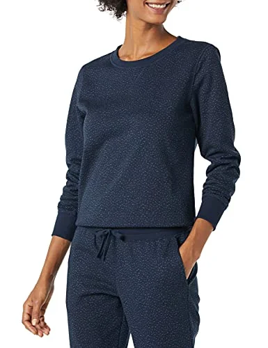 Amazon Essentials dam fransk frotté fleece rund hals sweatshirt (finns i plusstorlek), marinblå gepard, stor 195111698458