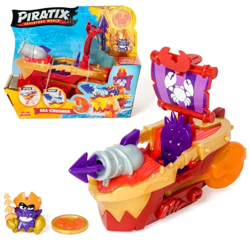 Piratix ADVENTURE WORLD Sea Crusher krabba piratskepp, inklusive 1 piratbåt, x exklusiv, exklusiv skatt, tillbehör, fat och projektil 8431618030356
