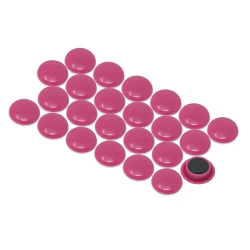 Små rosa planeringsmagneter för kylskåp, whiteboard, anslagstavla, arkivskåp paket med 24 5060185927832