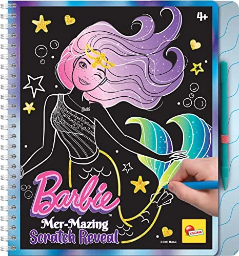 LISCIANI Barbie Skrapteckningsbok Sjöjungfru Magisk målar och dekorationsbok Kreativt spel Flerfärgade sidor För flickor från 4 år uppåt 9788833512327