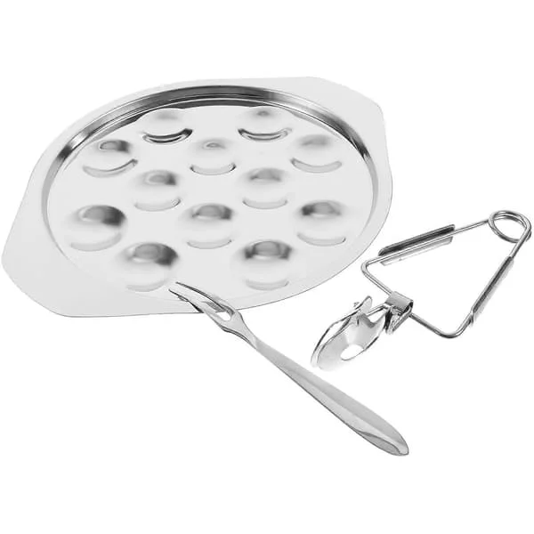 1 Set Snigelplatta Serveringsfat Rostfritt Stål Escargotfat Köksfat Silver 22.20X18.50X1.50CM DMhg-11212797