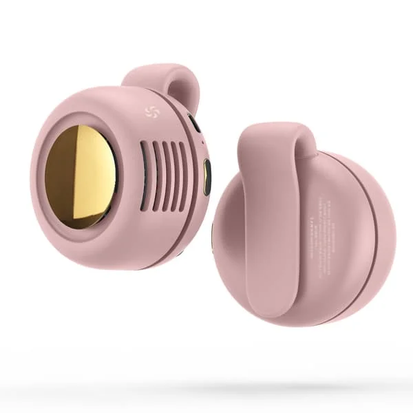 1-pack Rosa Bärbar Clip-On USB-laddande Mini Bladlös Fläkt, 360° Rotation, Tyst Kylning, Idealisk för Resor och Kontoret X-260603-4977
