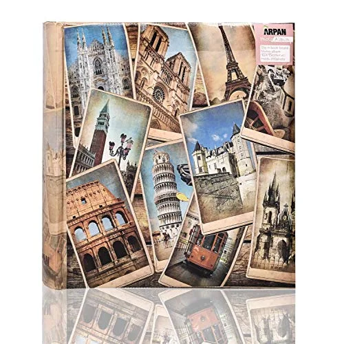 Arpan 10 x 15 cm Vintage Collage UK European Travel Memo Album för 200 foton, cm, flerfärgad 6197190634758