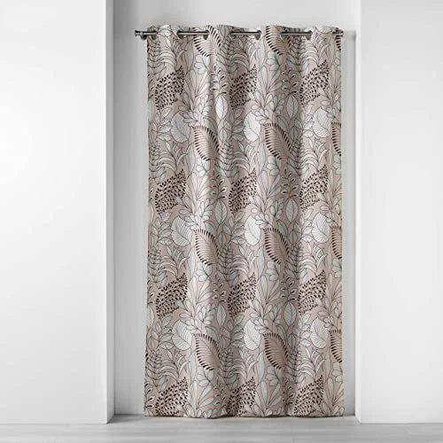 mjukhet i interiören, öljettgardiner 140 x 240 cm bomullstryckd, naturlig panel 3574386099882