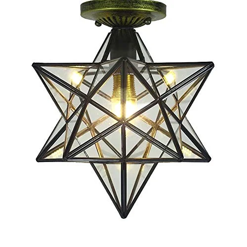 12 tum moravisk stjärna infälld montering taklampa fixtur för kök ö vardagsrum sovrum hall klart glas lampskärm LED lampa ingår (30 cm taklampor) 734010676787