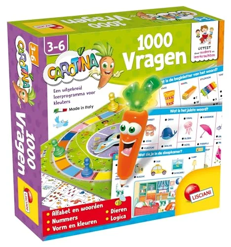 LISCIANI 1 000 frågor spel resväska frågesport olika teman prat och ljuspenna pedagogiskt för barn i åldern 3 till 6 år Carotina 8008324106974