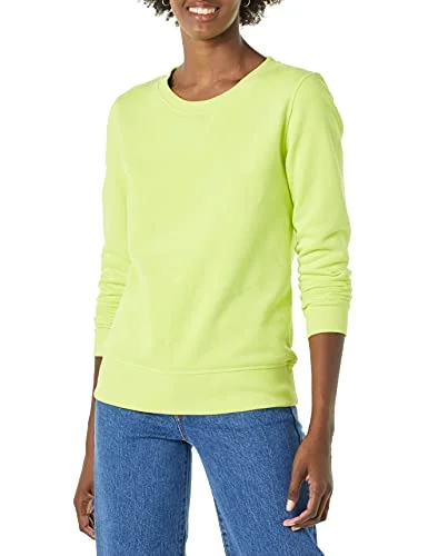 Amazon Essentials dam fransk frotté fleece rund hals sweatshirt (finns i plusstorlek), neon limegrön, medium 195111698397