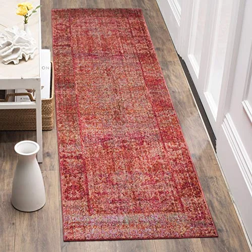 Safavieh moderiktig matta, VAL124, vävd polyester matta löpare, fuchsie/flerfärgad 62 x 240 cm 889048109391