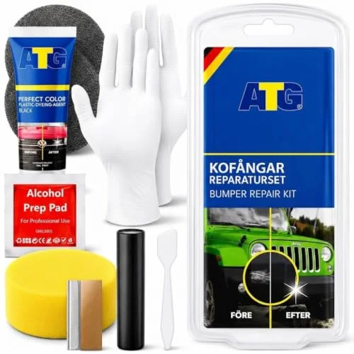 ATG plastreparationssats för bil plastmassa att fylla hål, reparera sprickor och repor i plast, med svart färg färganpassning efter reparation 4030462000320