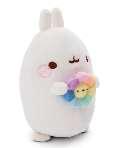 Gosedjur MOLANG 12cm med regnbågsblomma vit mjuk leksak gjord av plysch; Gullig att gosa och leka med, för barn vuxna: utmärkt present 4012390611632