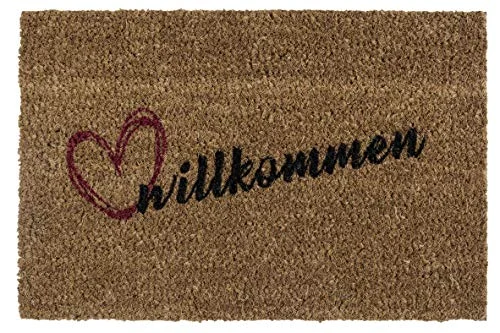 andiamo dörrmatta kokos tryckt perfekt som utomhus smutssamlande matta eller kokosmatta lättskött med halkfri baksida 40 x 60 cm välkommen 4002398946515