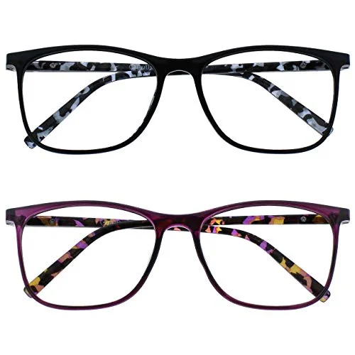 Opulize Arc 2 pack stora läsglasögon svart lila mönstrad män kvinnor läshjälp RR66 15 +1,50 5055955375227