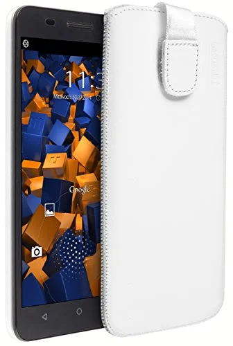 mumbi äkta läderfodral kompatibel med Honor 4X skal läder väska Case Wallet, vit 4251077231217