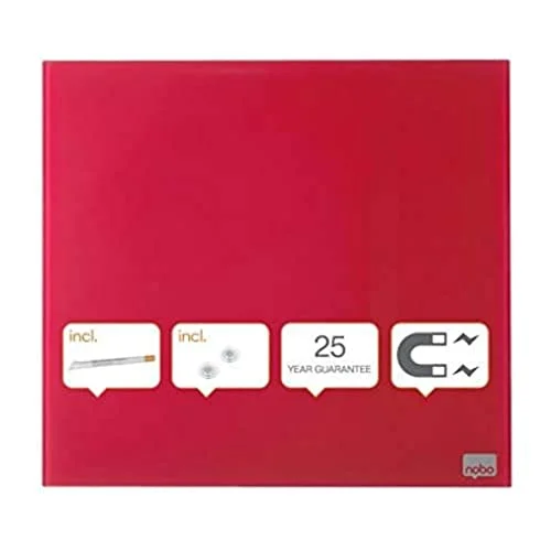 Nobo Whiteboard, Magnetisk, Glas, Utan Ram, 30 x cm, Röd, 1903954 5028252419819