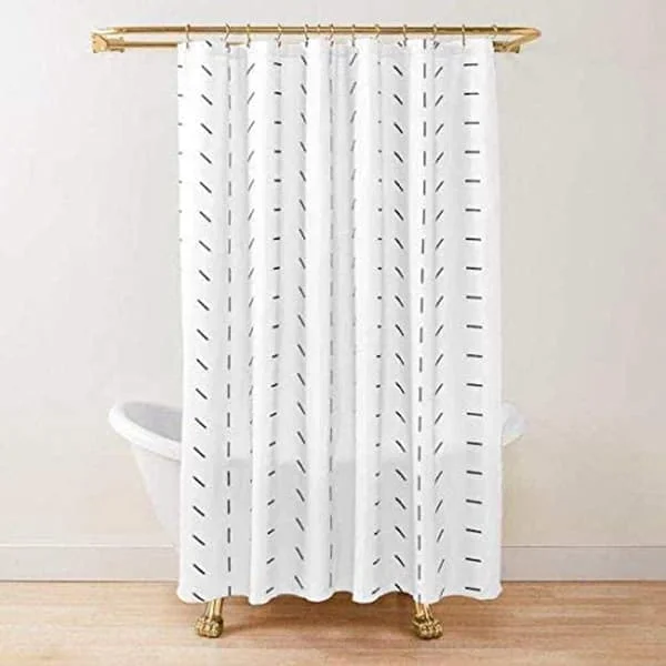 1 set svartvita duschdraperier, storlek 71×71″, inklusive TYH101676Z