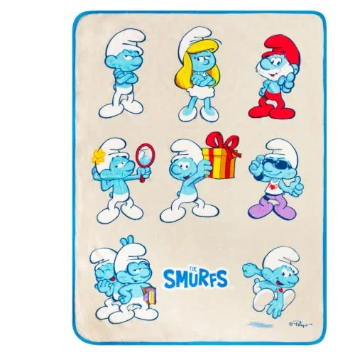 Smurfs Bedding Super Soft Micro Raschel överkast, 117 cm x 152 cm, av Franco Collectibles 73558845492